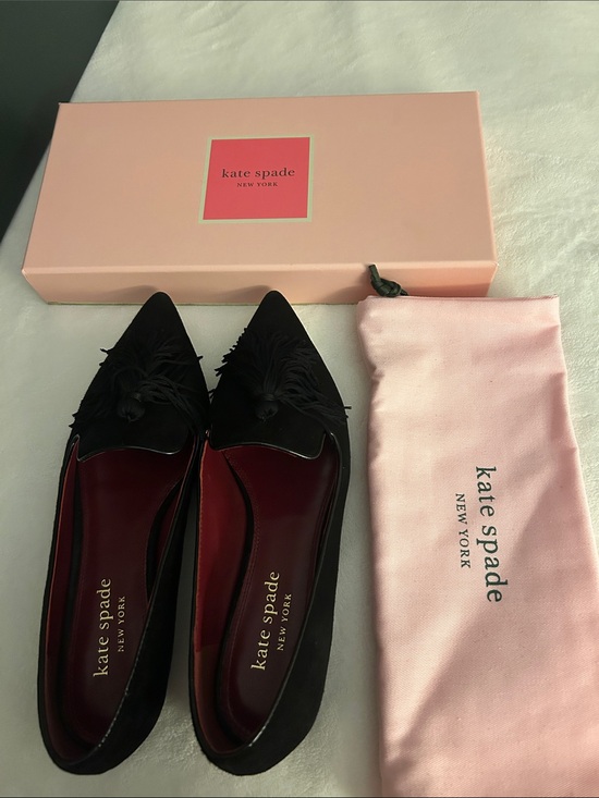 kate spade Shoes - kate spade Black Pointed Tassel Loafers with Fringe Detail